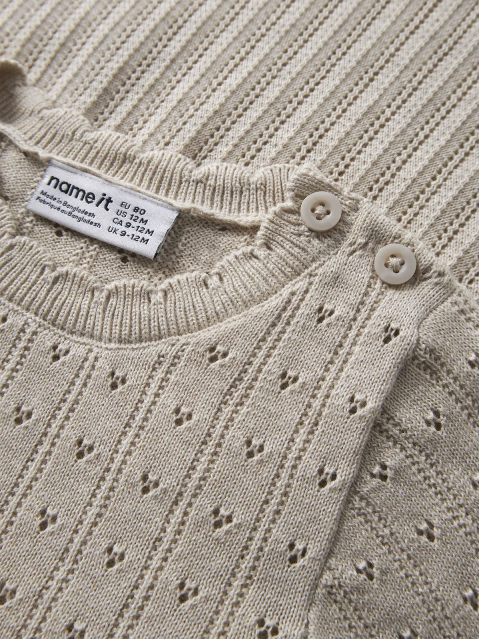 NAME IT gebreide A-lijn babyjurk beige, foto 3