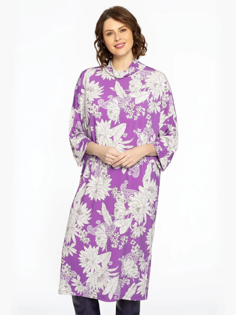 Yoek Jurk met turtle neck PAULINA | Paars, foto 2