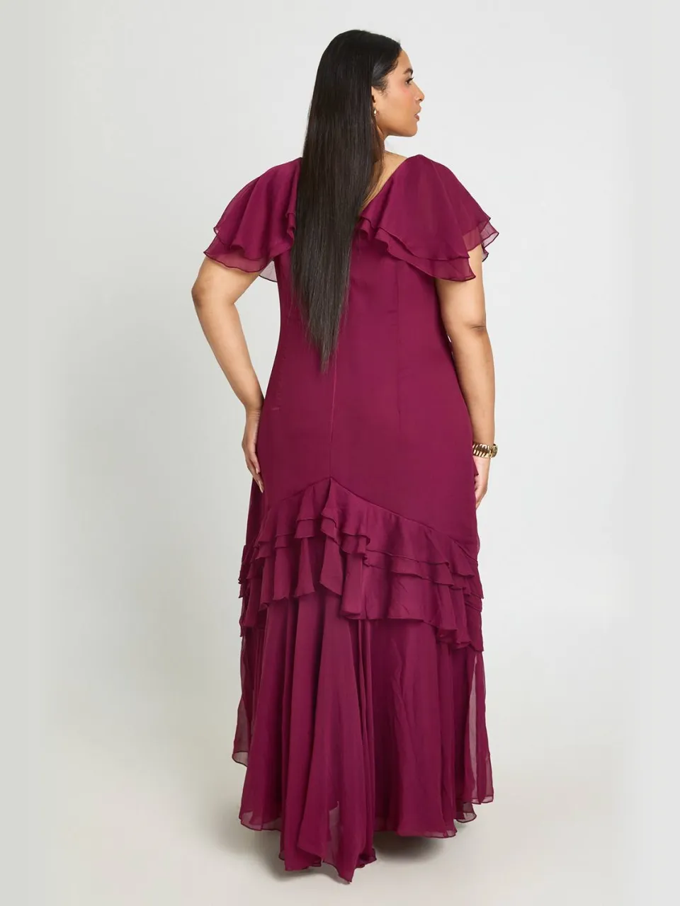 boohoo Dames Plus Dierenprint Ruches Maxi Jurk dark cherry, foto 2