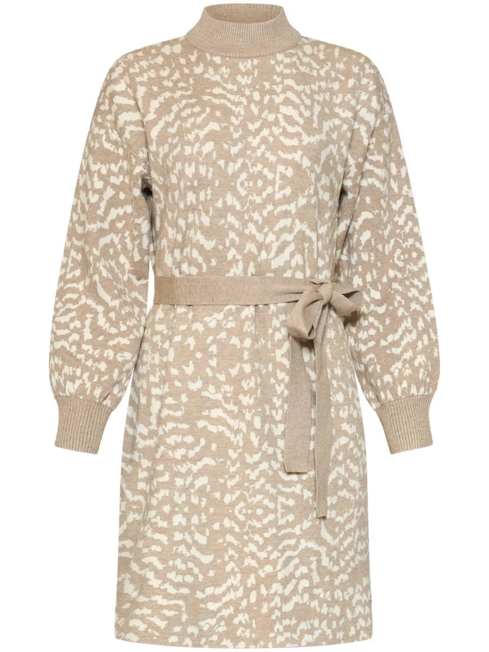 Smashed Lemon gebreide jurk met col en print - beige, foto 2