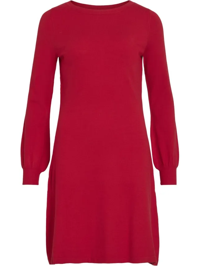 Vila VIKALIA L/S BOATNECK KNIT DRESS RP1/KA - Dames - Mini jurken mars red