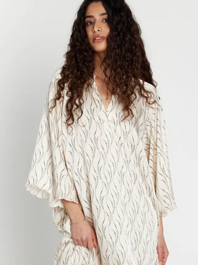 Bruuns Bazaar viscose korte jurk met print - ecru, foto 4