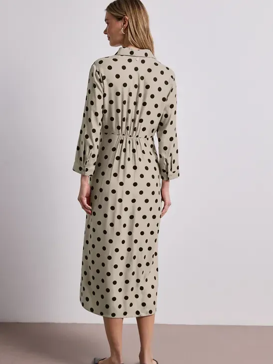 Street One Midi-jurk met knopen en stippenpatroon beige, foto 2