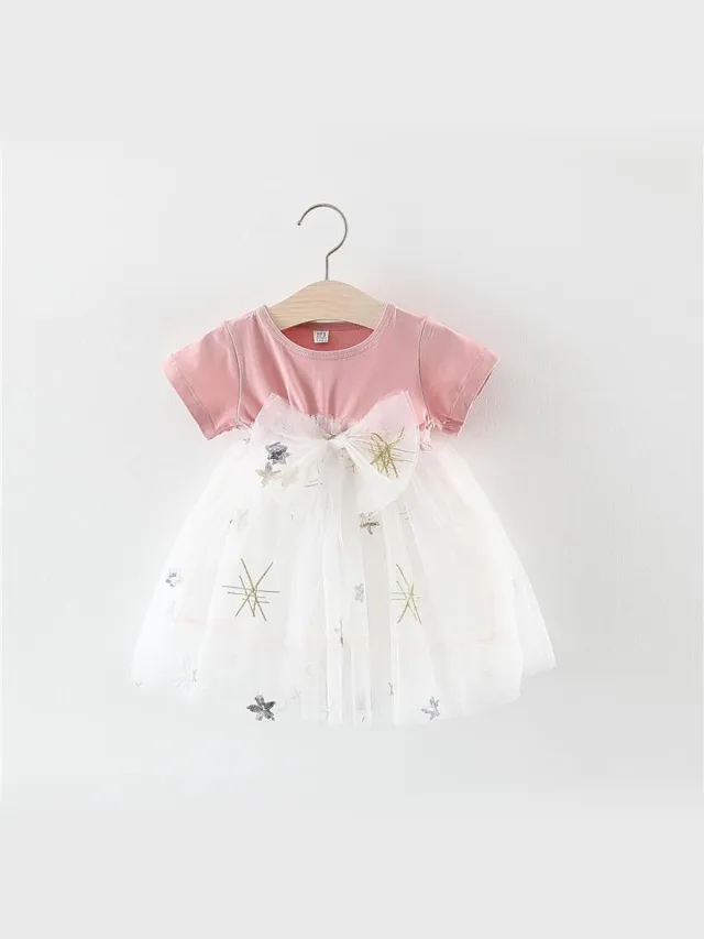Baby Garden Baby jurk roze - wit