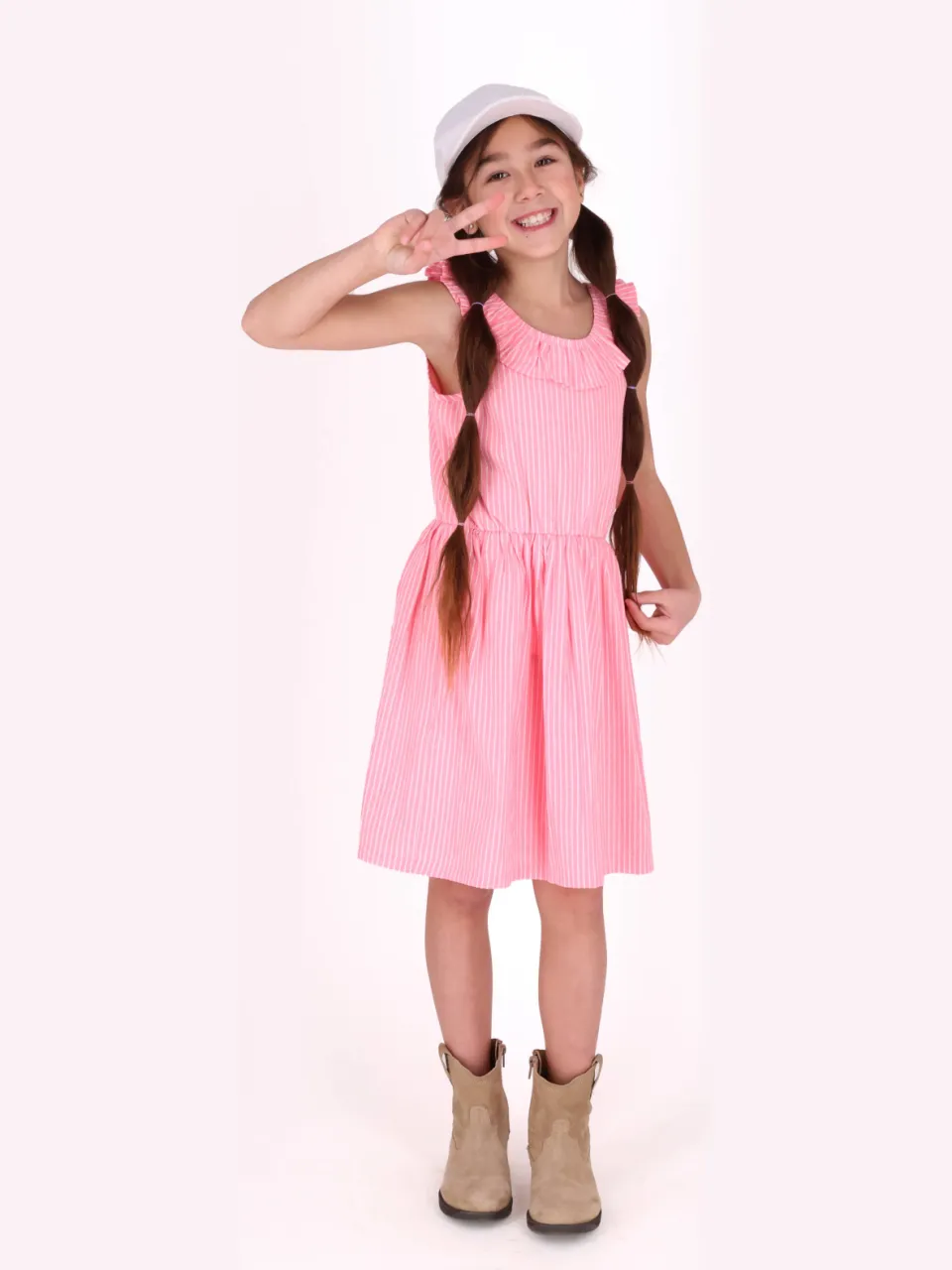 B.Nosy gestreepte midijurk roze, foto 4