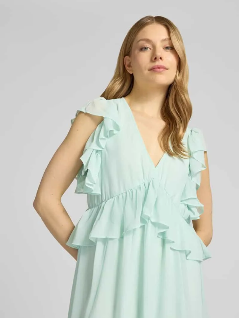 Yas cocktailjurk met volants model 'MUSSI' lichtgroen, foto 4