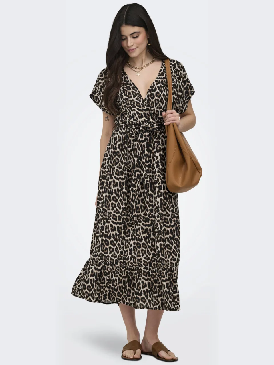 Only zomerjurk panterprint Zwart / Bruin