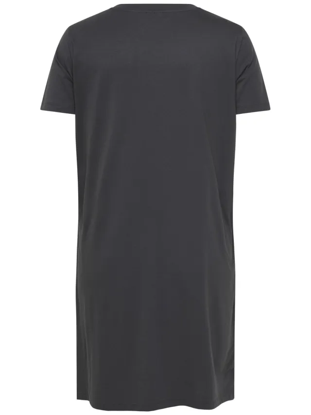 Only Carmakoma mini jurk met strass-steentjes en tekst Plus Size - grijs