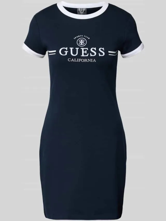 Guess slim fit minijurk met logo-stitching model 'Mila' marineblauw, foto 2
