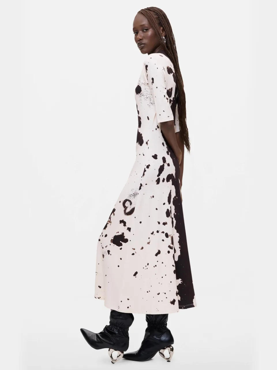 Desigual midi jurk met koeienprint - ecru, foto 2