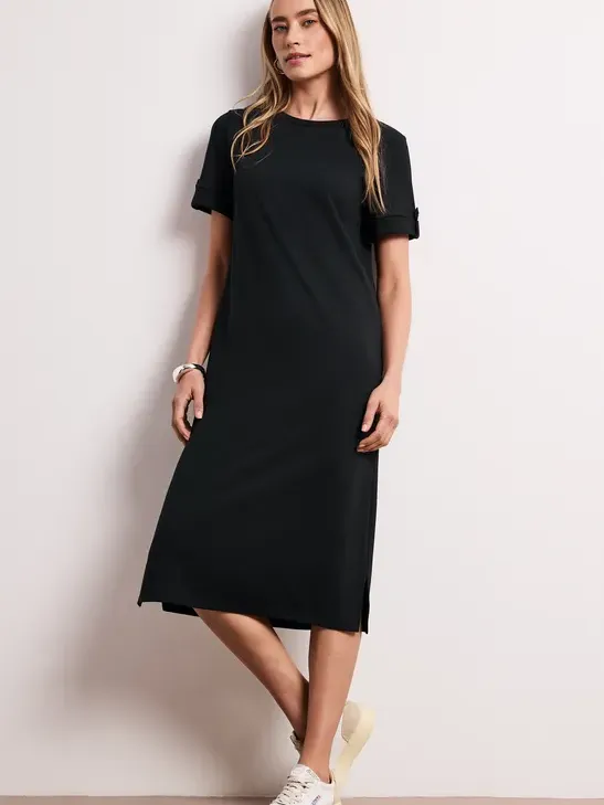 Street One Midi-jurk met ronde hals en knopen Groen