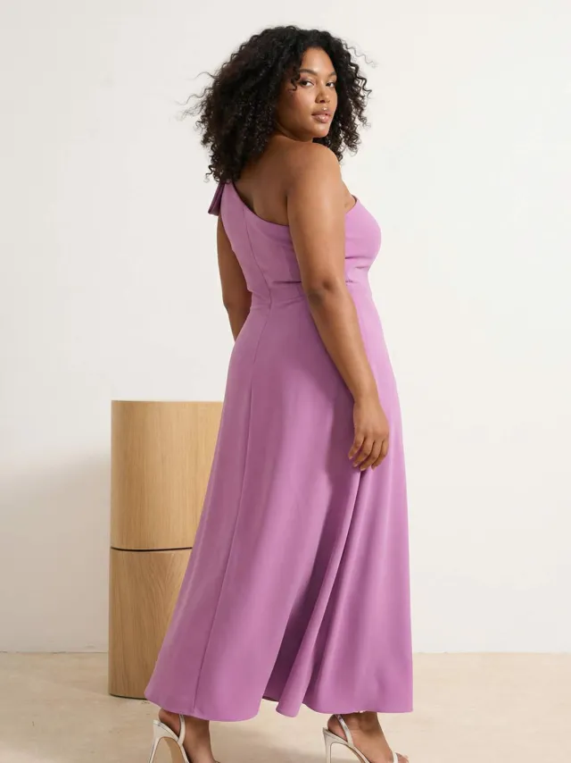 Trendyol Curve Dames Roze Effen Maxi Mouwloos Stijlvol/Avond A-lijn Grote maten Jurk