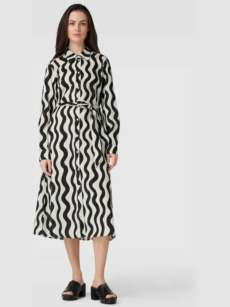 White Label Midi-jurk met all-over motief Zwart