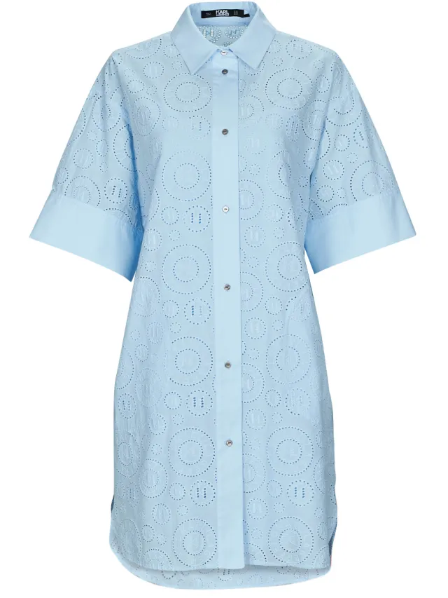 Karl Lagerfeld Korte Jurk Karl Lagerfeld BRODERIE ANGLAISE SHIRTDRESS Blauw