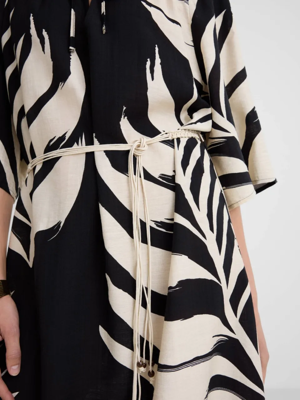 Smashed Lemon blousejurk met ceintuur zwart/wit, foto 2
