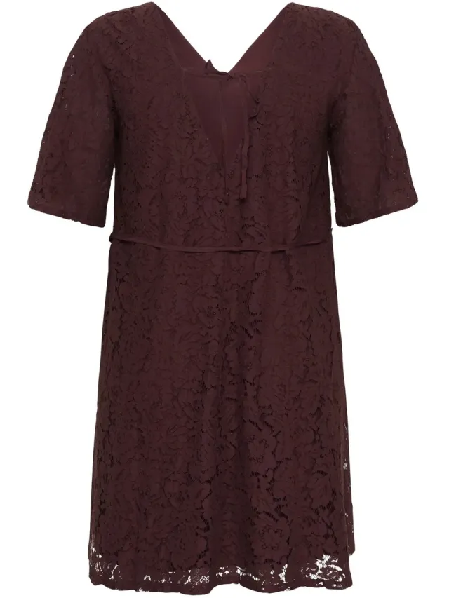 Kaffe Curve Kanten jurk voor dames KAFFE Curve KCNima fudge