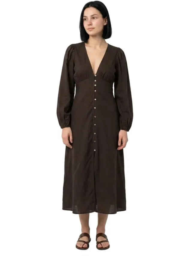 Billabong Cool Night Lang Mouw Jurk Zwart S Vrouw Black Sands