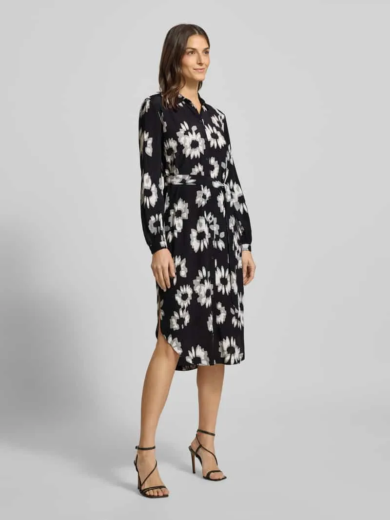 Esprit Midi-jurk met strikceintuur zwart, foto 4