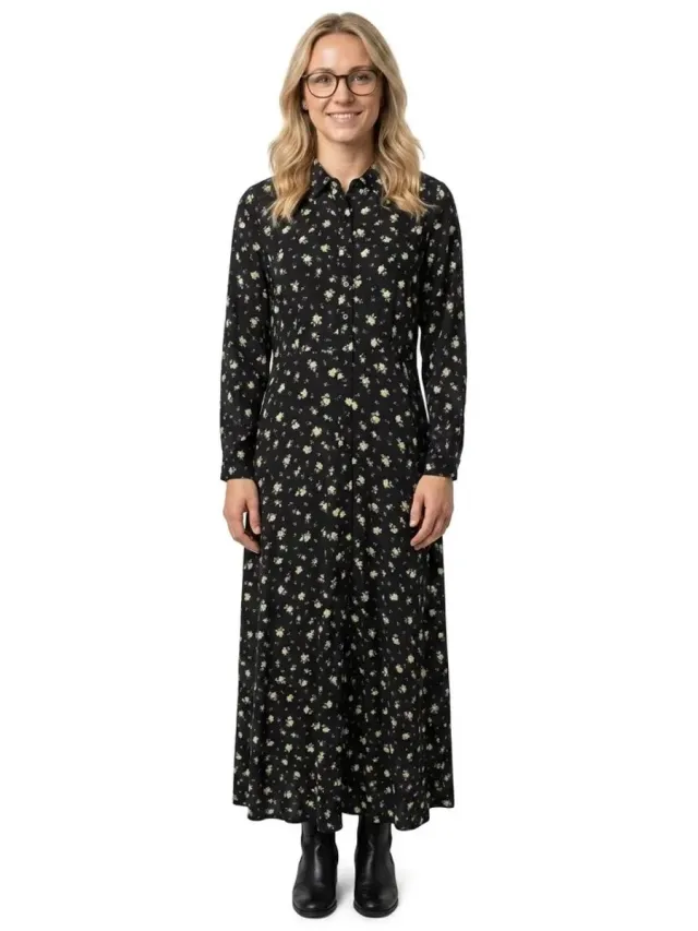 Yas Savanna Long Shirt Lange Jurk Met 3/4 Mouwen Zwart XL Vrouw Black / Petia