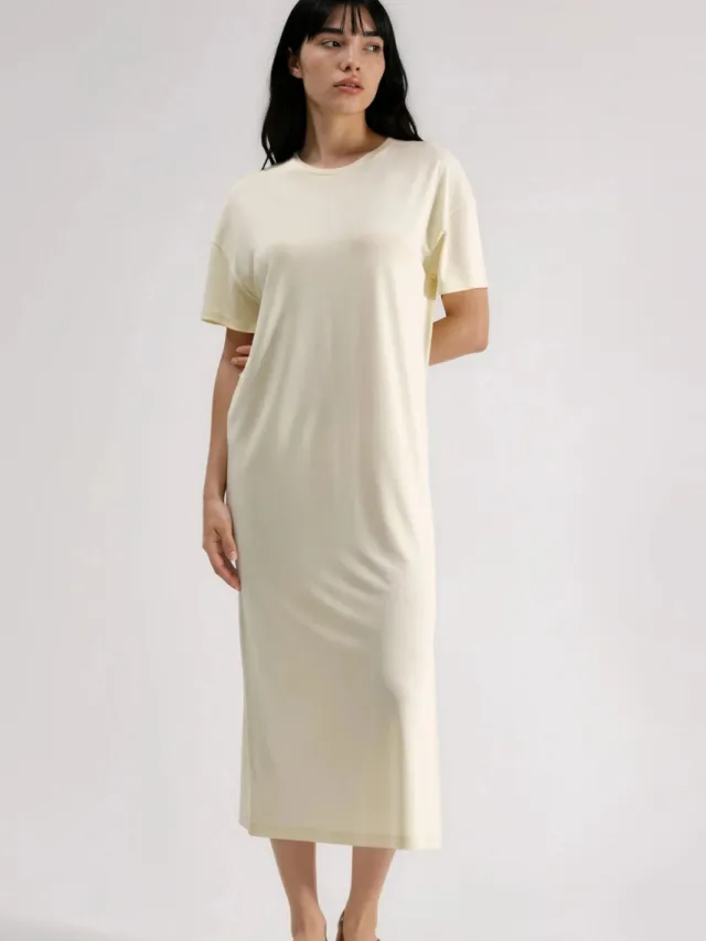 Busem Losse Midi-jurk met Split Geel
