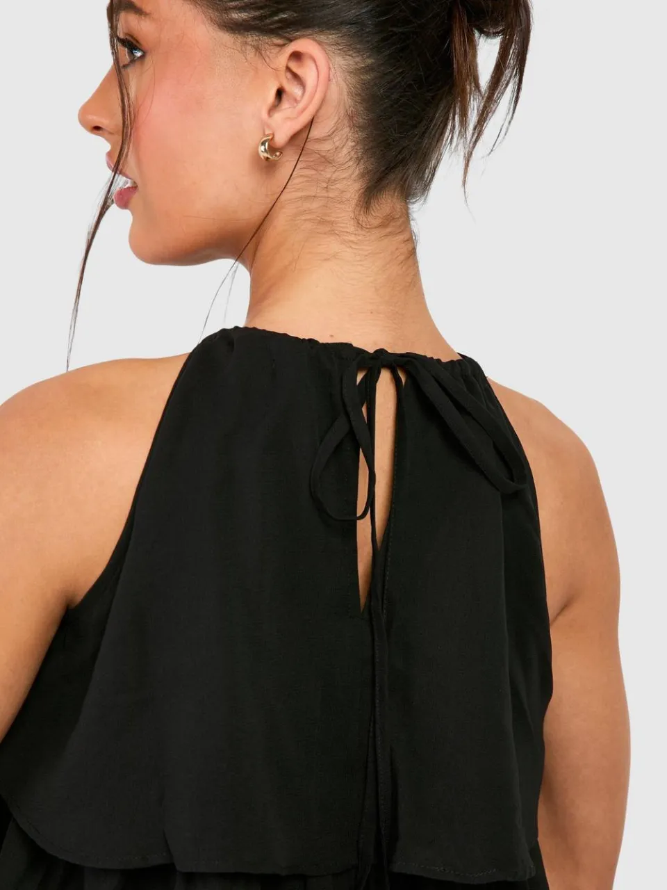 boohoo Dames Petite Chiffon Gelaagde Mini-Jurk zwart, foto 4
