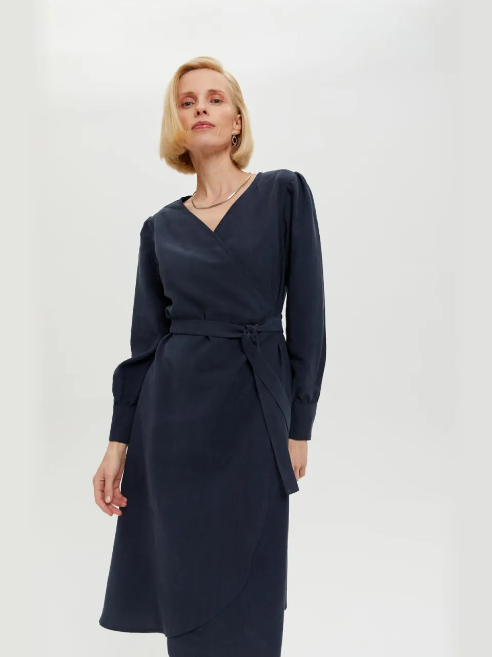 AYANI dames vegan Wikkeljurk Sophie Donkerblauw extra donkerblauw, foto 2