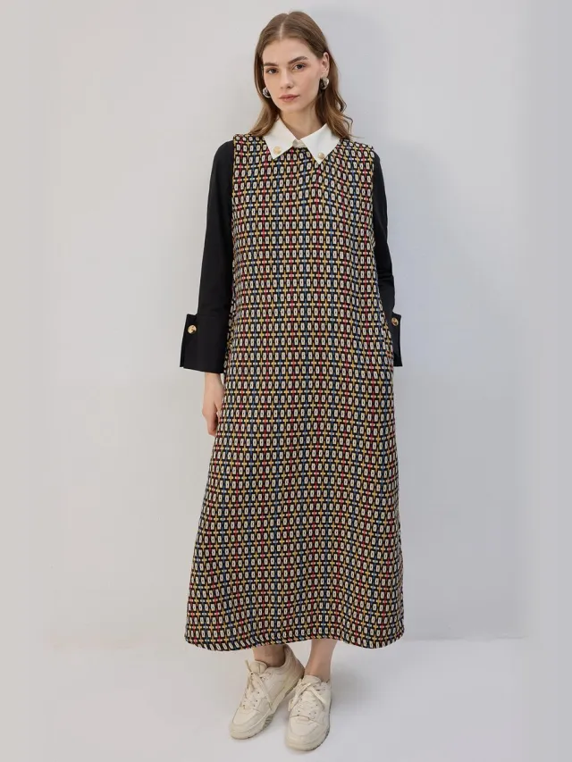 TOUCHÉ PRIVÉ Tweed overgooier met hemdskraag - Zwart - Dames