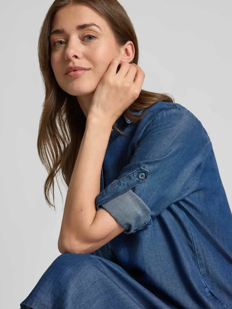 Milano Italy Knie-lange denimjurk met korte knoopsluiting, foto 4