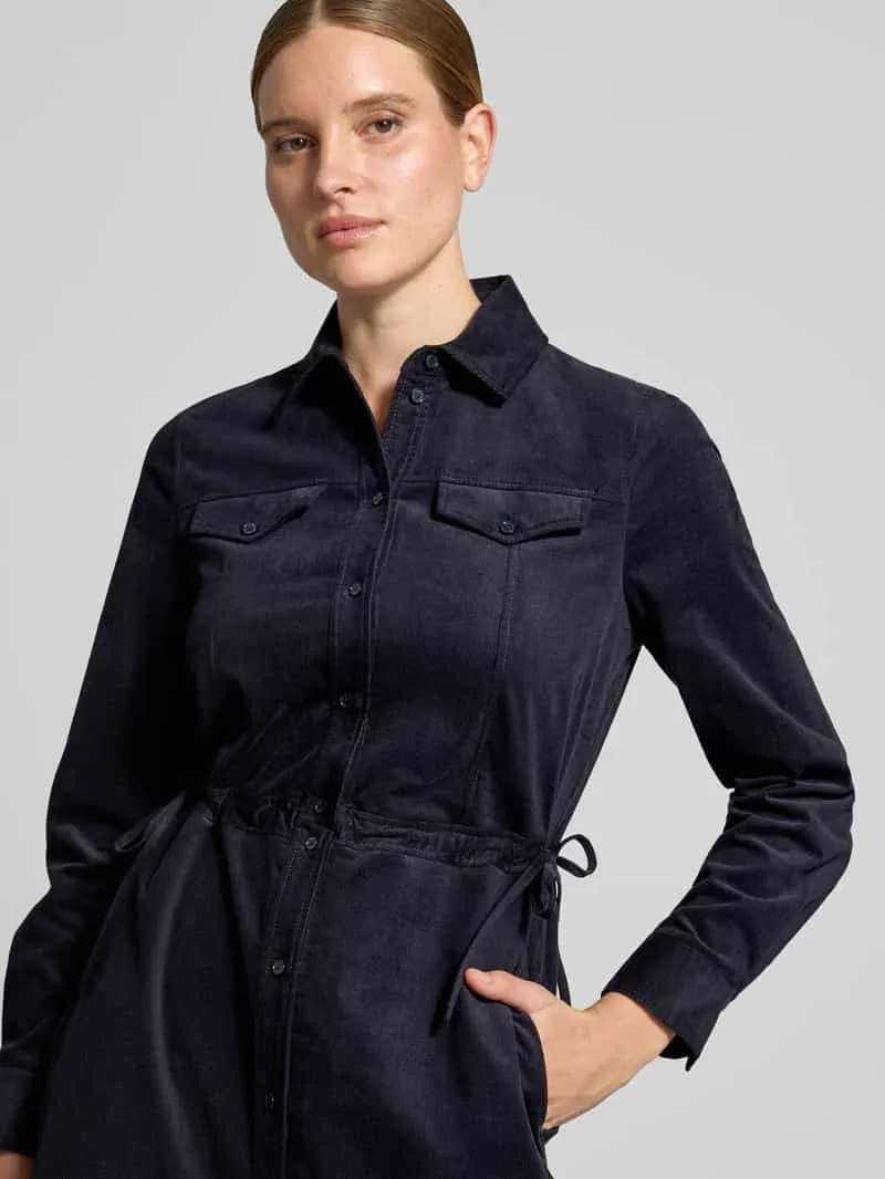Marc Cain Regular fit midi-jurk van katoenmix in corduroy look marineblauw, foto 4
