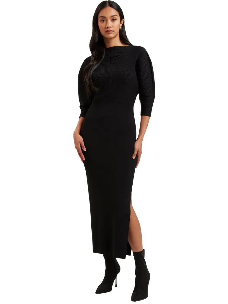 Ted Baker Vanitha Sculptured Rib Knitted Maxi Dress Zwart