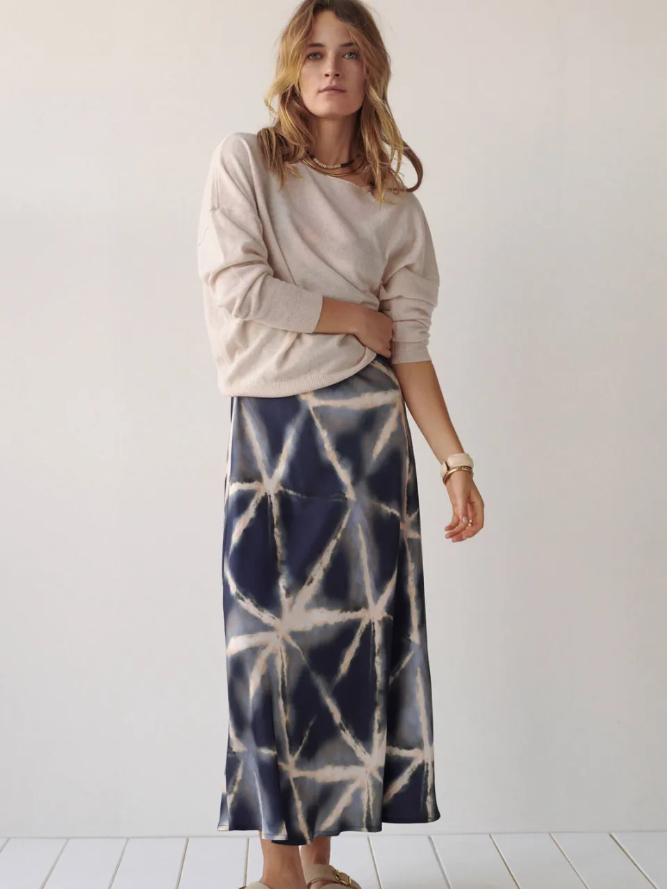 Summum viscose midi jurk met print - donkerblauw, foto 7