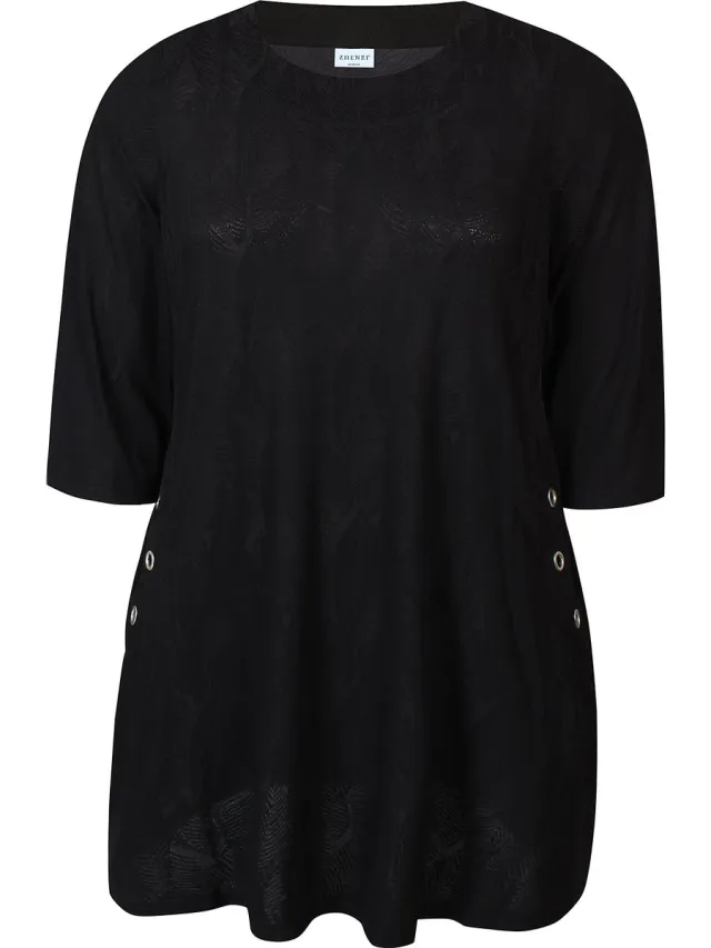 Zhenzi Helena 1325-Tunic 3/4 Zwart maat XS=40