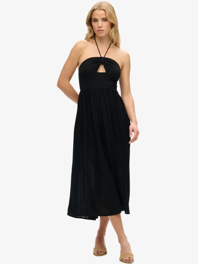 Superdry Midi-jurk met uitsnijding - Dames - Jurken black