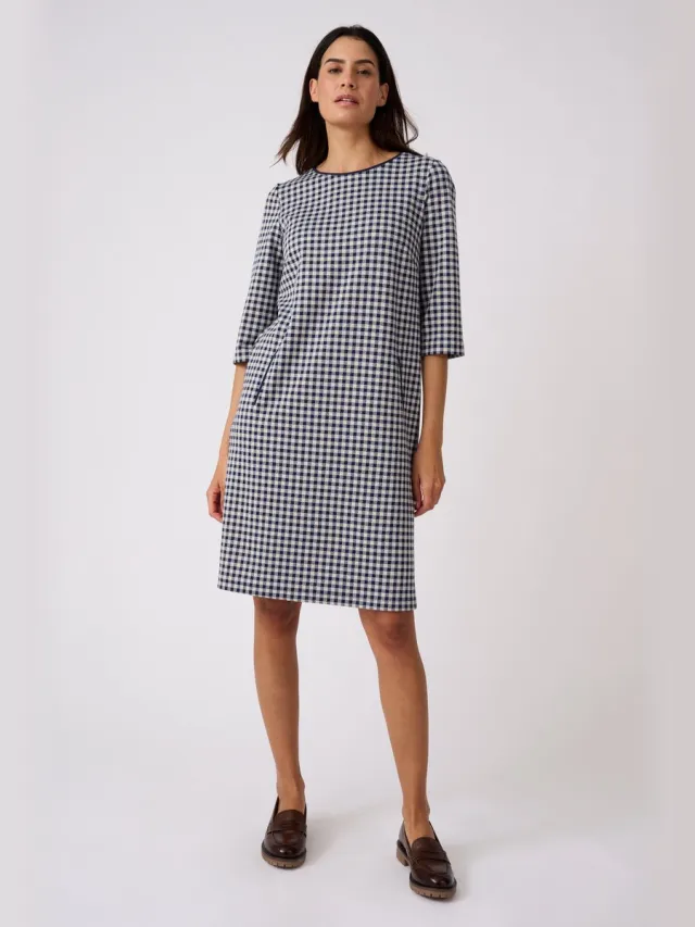 Damart Jurk van jacquard milanobreisel - Dames - Blauw - 50