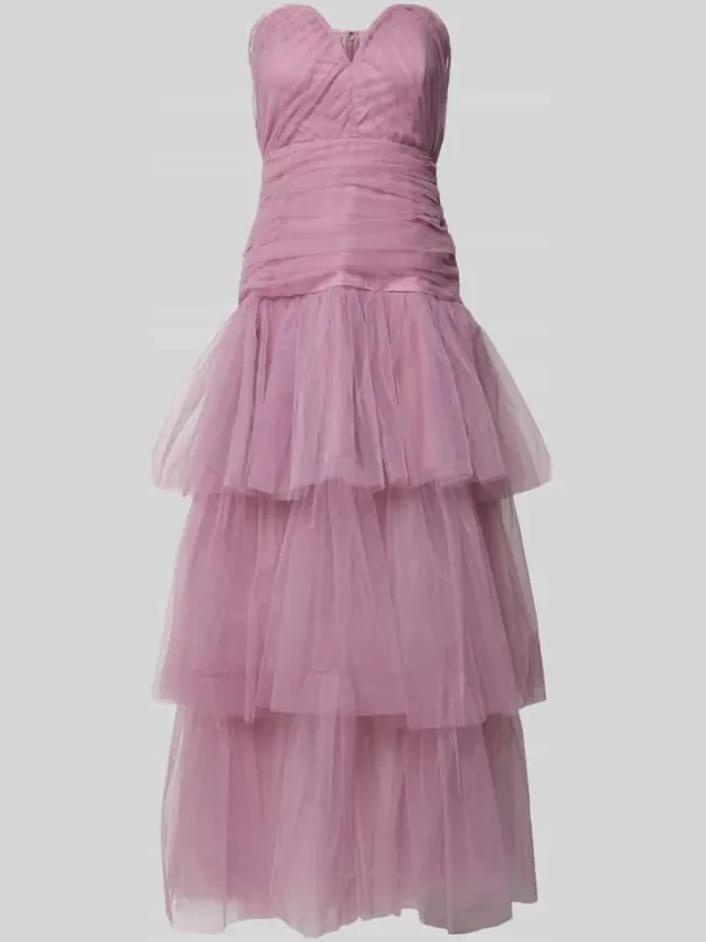 Lace & Beads Avondjurk met V-hals rosé, foto 2