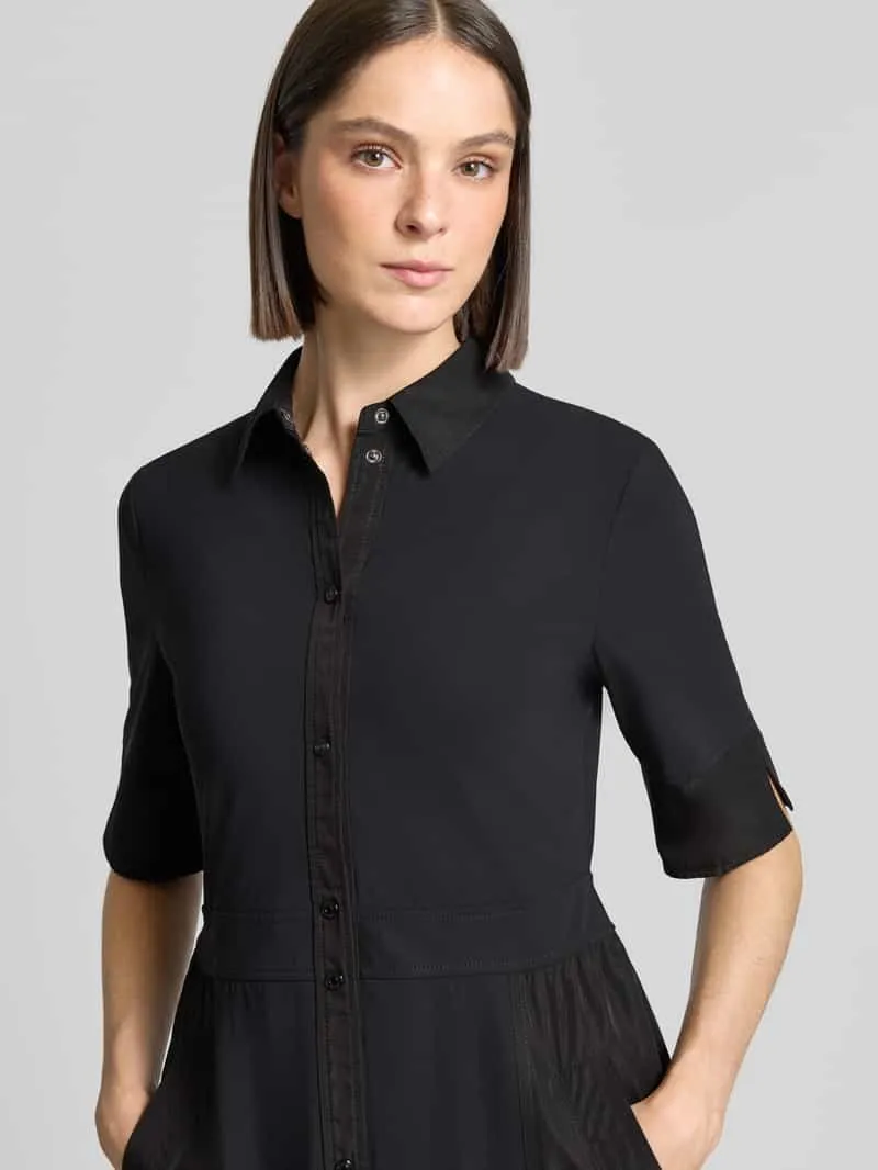Marc Cain midi-jurk met platte kraag zwart, foto 3