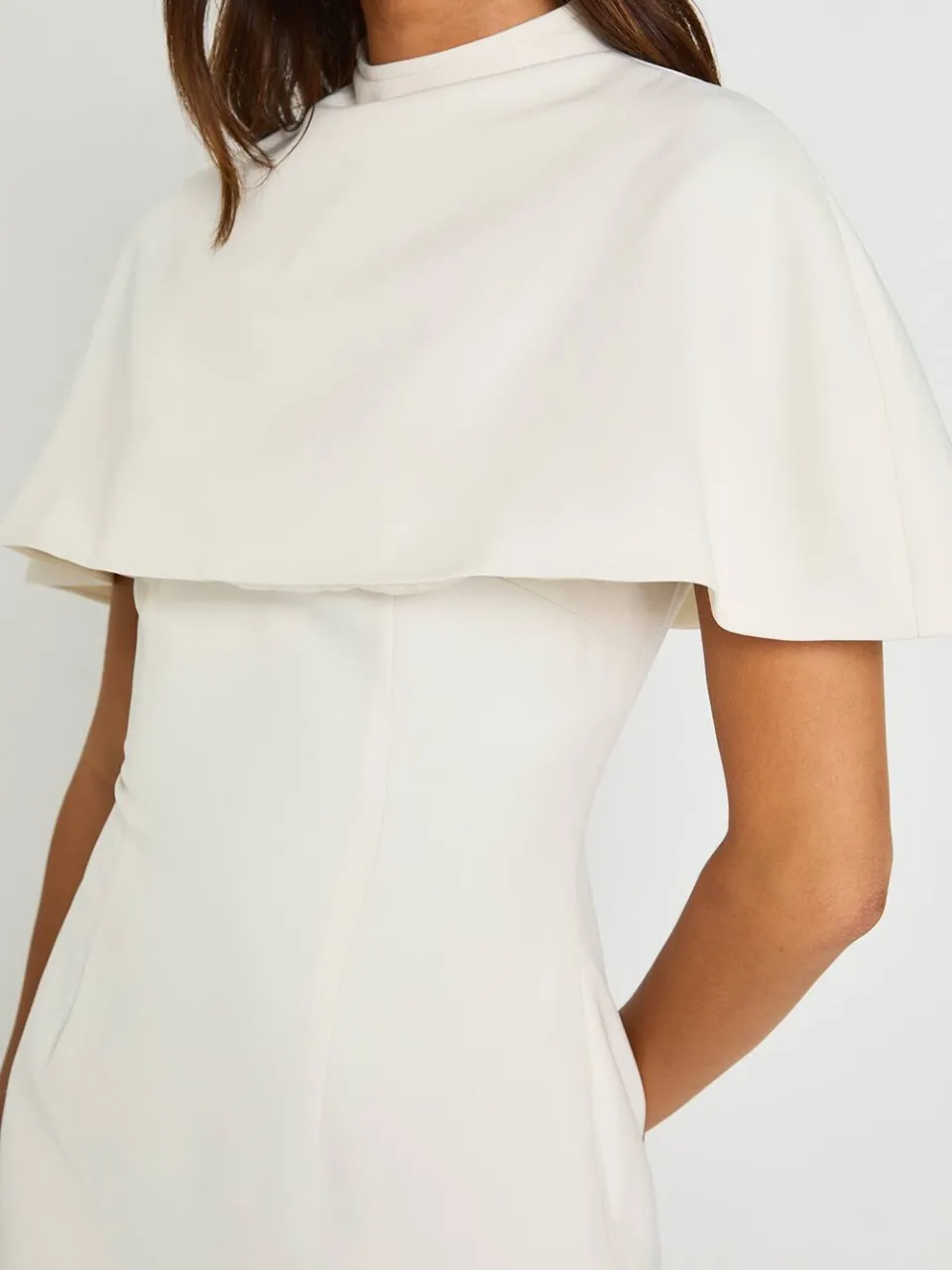 boohoo Dames Gestructureerde Mini-jurk Met Cape-omslagdetail ivoor, foto 4