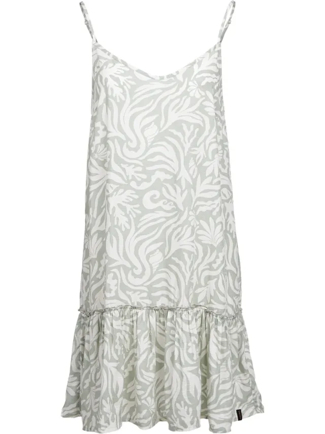 Brunotti Nami-Print - Jurkje Aqua Grey - Dames - 100% Viscose - Zomerjurk - Loose Fit