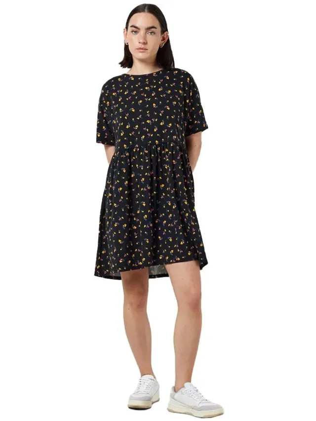Noisy May Kerry Korte Mouwen Korte Jurk Zwart S Vrouw Black / Aop Flower