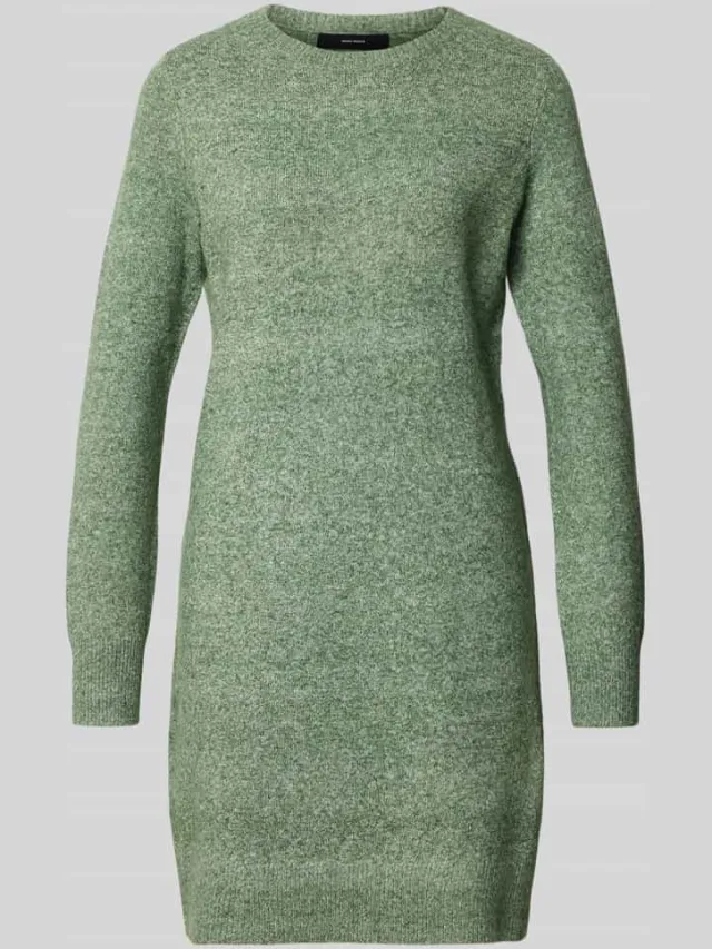 Vero Moda Getailleerde tricotjurk met ronde hals model 'DOFFY' rietgroen, foto 2