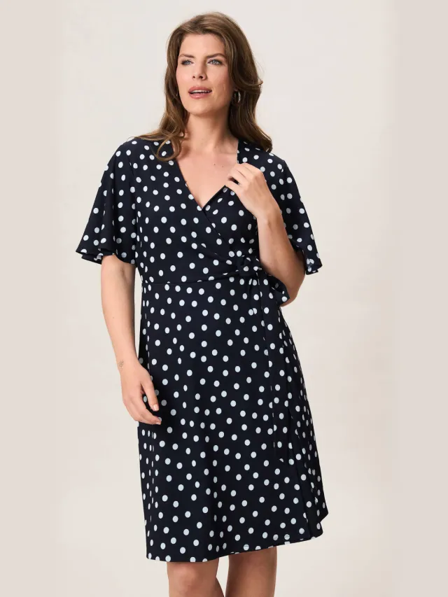 Miss Etam wikkeljurk met stippen - donkerblauw
