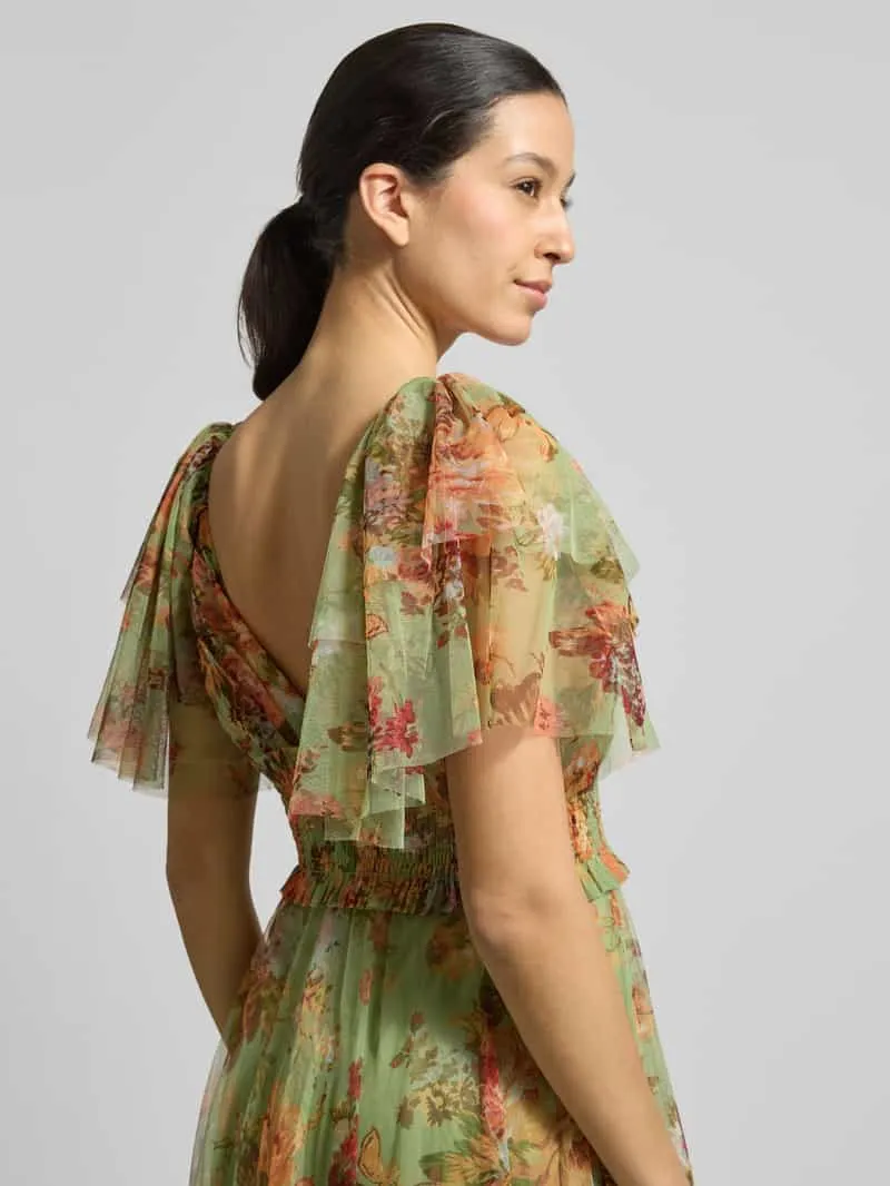 Lace & Beads Avondjurk van tule met V-hals lichtgroen, foto 3