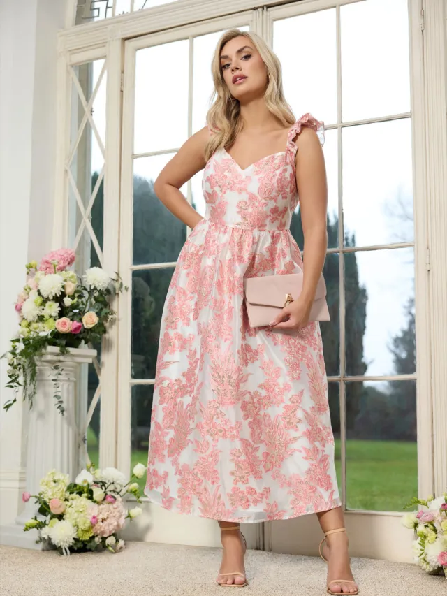 Yours London Witte Bloemen Jacquard Maxijurk-56, foto 2