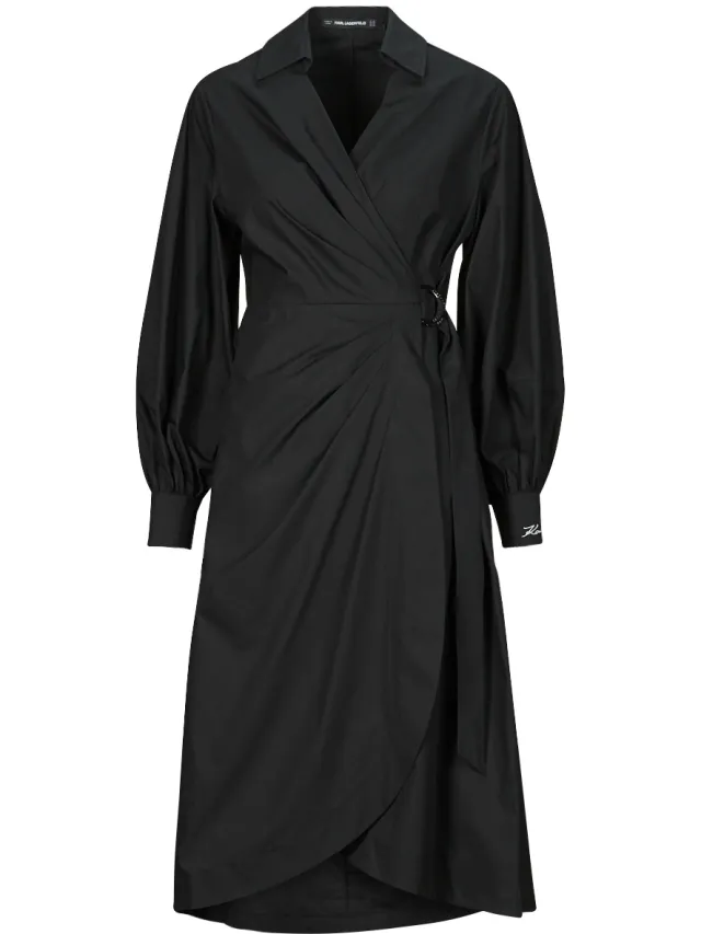Karl Lagerfeld Lange Jurk Karl Lagerfeld WRAP SHIRT DRESS Zwart
