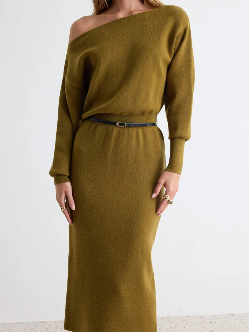 Trendyol TRENDYOLMİLLA Dames Groen Effen Maxi Lang Bodycon Jurken, foto 2