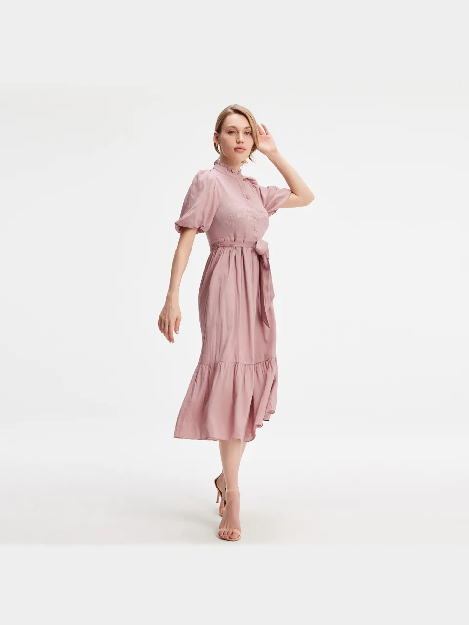 Smart & Joy Thee -jurk met gelaagde ruches roze, foto 2