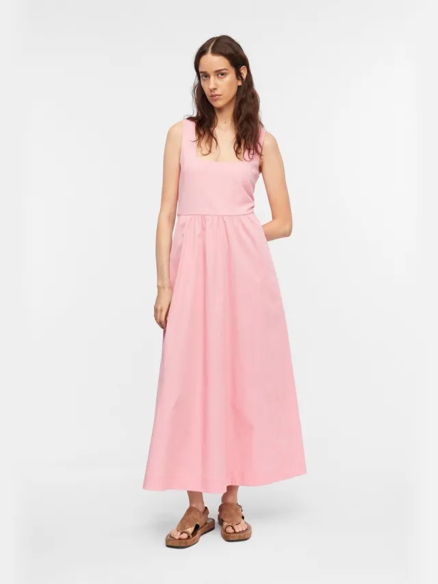 Comma female - Stoffenmix jurk met popeline rok en steekzakken roze