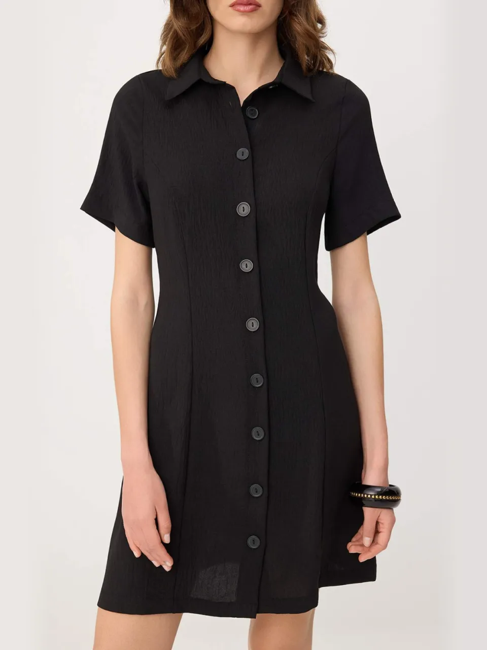 Trendyol TRENDYOLMİLLA Dames Zwart Effen Kort / Mini Kort Blousejurk Jurken, foto 2