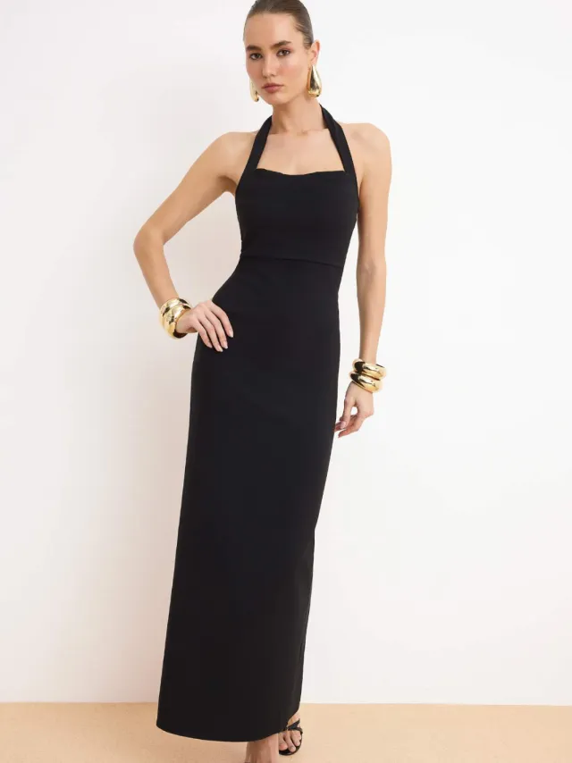 Trendyol TRENDYOLMİLLA Dames Zwart Effen Maxi Mouwloos Diploma-uitreiking / Gala Recht Avond & Gala Jurk