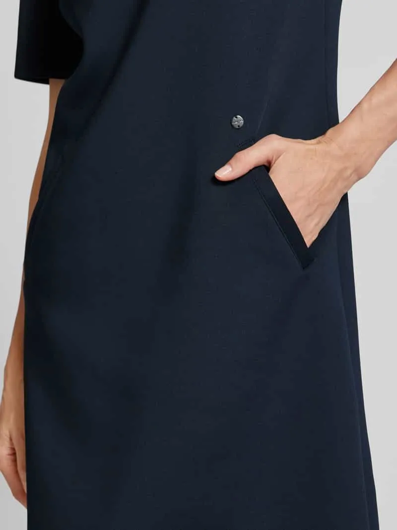 Marc Cain Knielange jurk met steekzakken marineblauw, foto 4